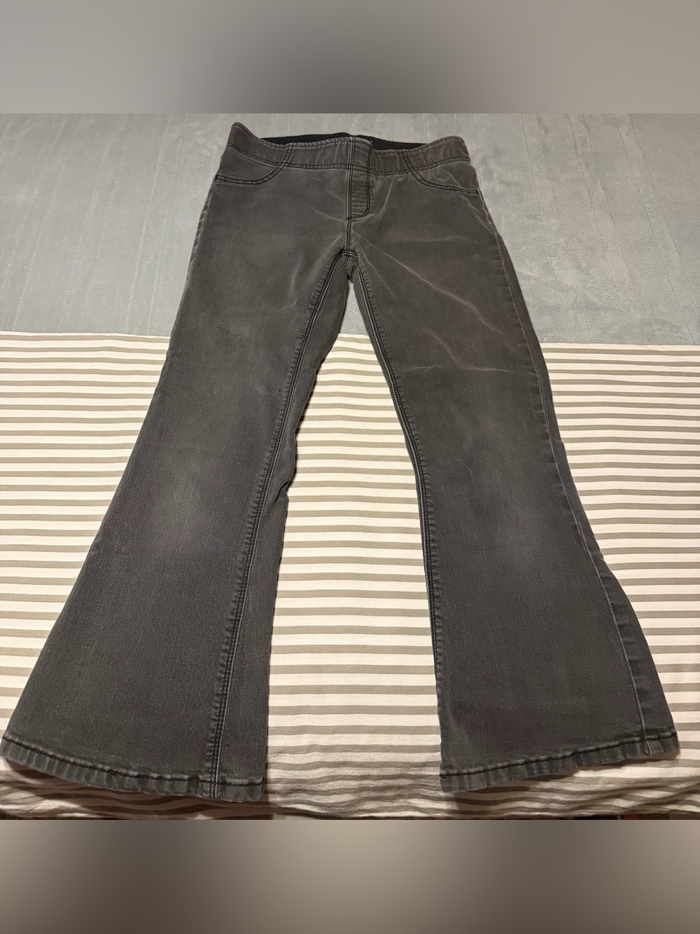 Free People cropped flare jeans distressed black gray